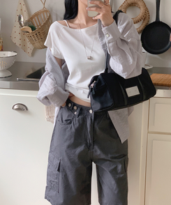 シャツ サンドストライプシャツ GREY