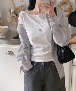 シャツ サンドストライプシャツ GREY