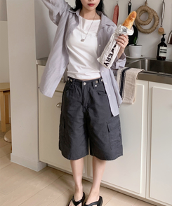 シャツ サンドストライプシャツ GREY