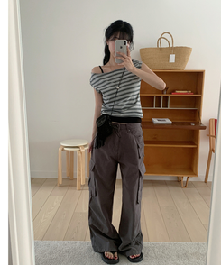 コットンパンツ ポケットカーゴパンツ KHAKI