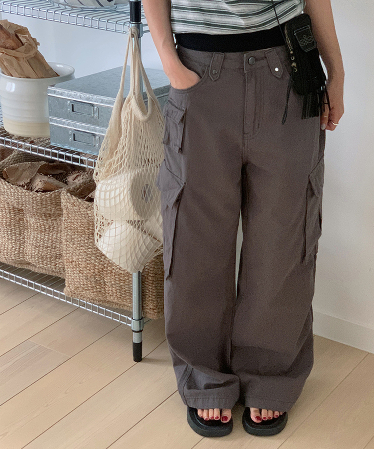 コットンパンツ ポケットカーゴパンツ KHAKI
