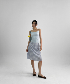 チェックシフォンミディスカート LIGHT BLUE