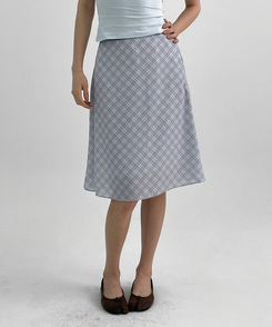 チェックシフォンミディスカート LIGHT BLUE