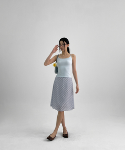 チェックシフォンミディスカート LIGHT BLUE