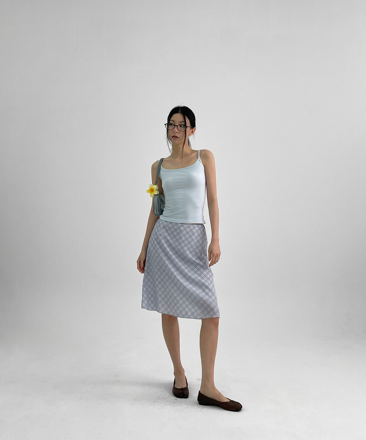 チェックシフォンミディスカート LIGHT BLUE