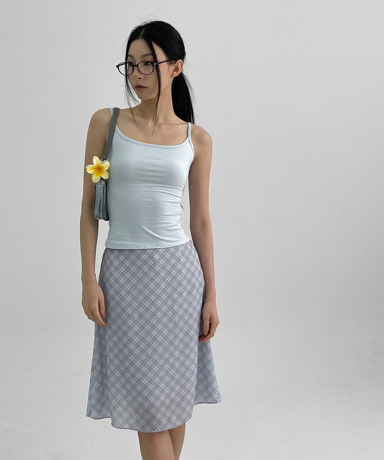 チェックシフォンミディスカート LIGHT BLUE