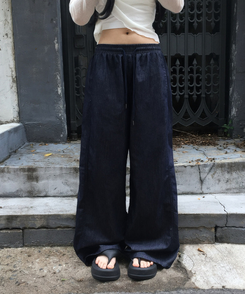 ワイド 【丈別】サマーワイドバンディングパンツ DEEP DENIM