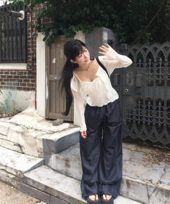 ワイド 【丈別】サマーワイドバンディングパンツ DEEP DENIM