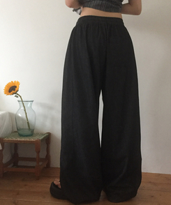 ワイド 【丈別】サマーワイドバンディングパンツ BLACK DENIM