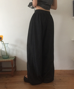 ワイド 【丈別】サマーワイドバンディングパンツ BLACK DENIM