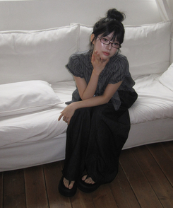 ワイド 【丈別】サマーワイドバンディングパンツ BLACK DENIM