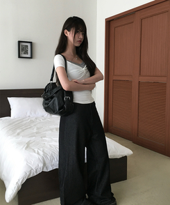 半袖Tシャツ シャーリングスリムクロップ半袖Tシャツ IVORY