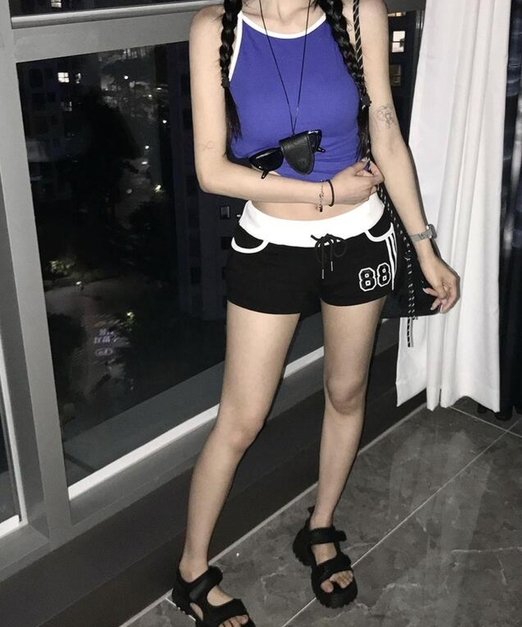 トラックラインショートパンツ BLACK