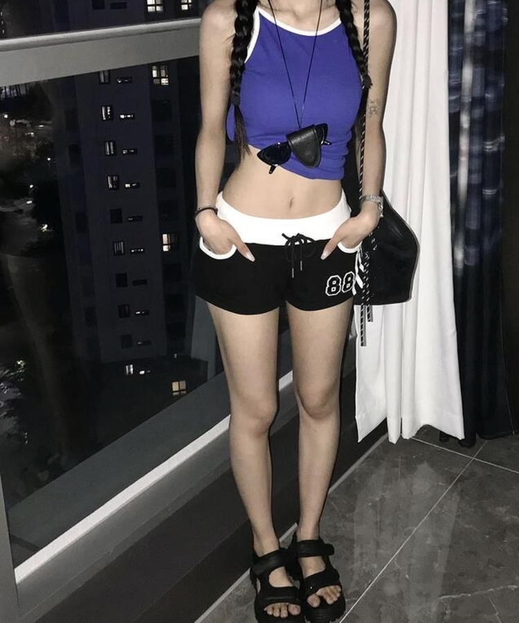 トラックラインショートパンツ BLACK