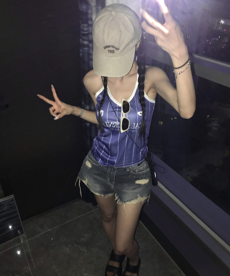 ダメージデニムショートパンツ BLACK DENIM