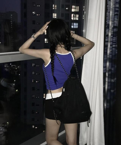 ノースリーブ リーフバイカラーキャミソール(7color) COBALT BLUE