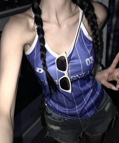 ノースリーブ ストライプバイカラーキャミソール BLUE