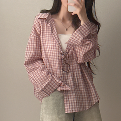 シャツ チェックベーシックシャツ PINK