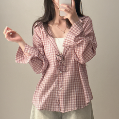 シャツ チェックベーシックシャツ PINK