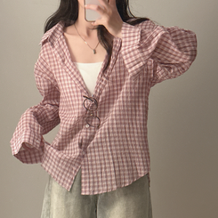 シャツ チェックベーシックシャツ PINK