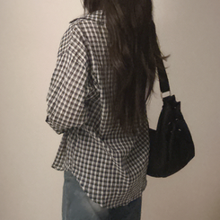 シャツ チェックベーシックシャツ BLACK