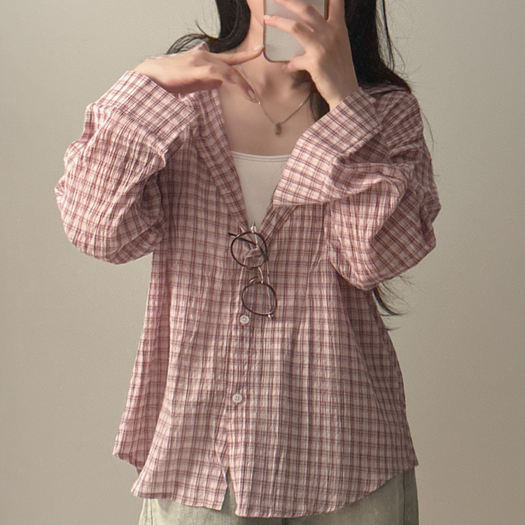 チェックベーシックシャツ PINK