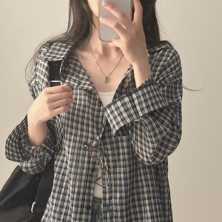 チェックベーシックシャツ BLACK