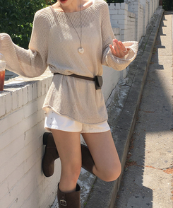 ニット メッシュシースルーニット(10color) BEIGE