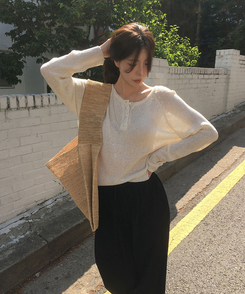 ニット シースルーサルーズネットニット(5color) CREAM