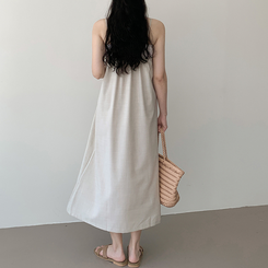 【丈別】リネンスリーブレスワンピース BEIGE