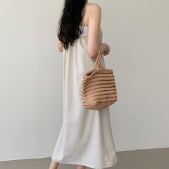 【丈別】リネンスリーブレスワンピース BEIGE