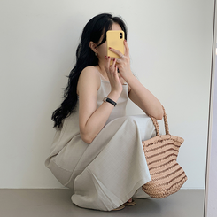 【丈別】リネンスリーブレスワンピース BEIGE