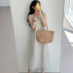 【丈別】リネンスリーブレスワンピース BEIGE