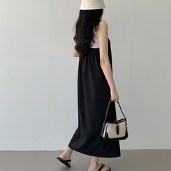 【丈別】リネンスリーブレスワンピース BLACK