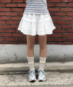 ミニスカート ドットレイヤードフレアミニスカート IVORY