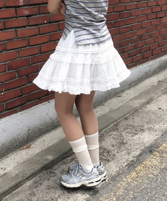 ミニスカート ドットレイヤードフレアミニスカート IVORY