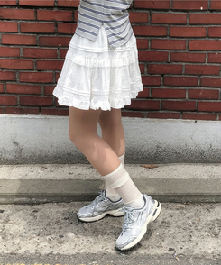 ミニスカート ドットレイヤードフレアミニスカート IVORY