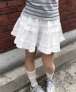 ミニスカート ドットレイヤードフレアミニスカート IVORY