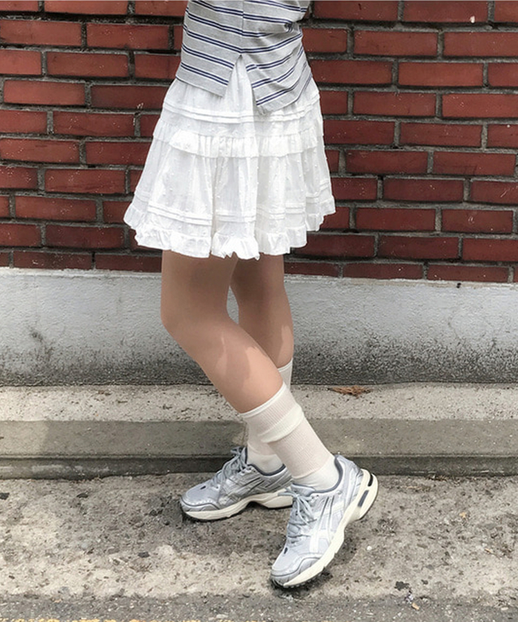ドットレイヤードフレアミニスカート IVORY