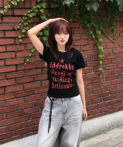 半袖Tシャツ スターレタリング半袖Tシャツ BLACK