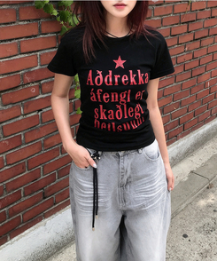 半袖Tシャツ スターレタリング半袖Tシャツ BLACK