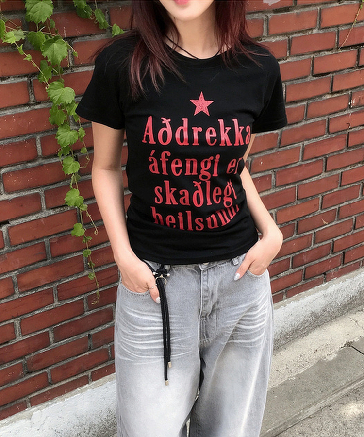 スターレタリング半袖Tシャツ BLACK