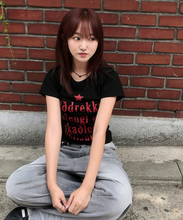 スターレタリング半袖Tシャツ BLACK