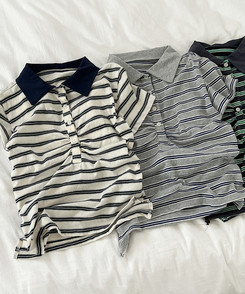 半袖Tシャツ バイカラーストライプ半袖Tシャツ
