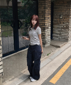 半袖Tシャツ バイカラーストライプ半袖Tシャツ IVORY