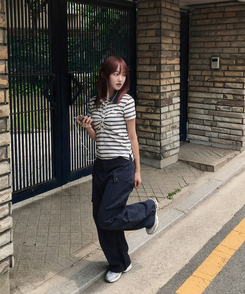 半袖Tシャツ バイカラーストライプ半袖Tシャツ IVORY