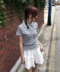 半袖Tシャツ バイカラーストライプ半袖Tシャツ GREY