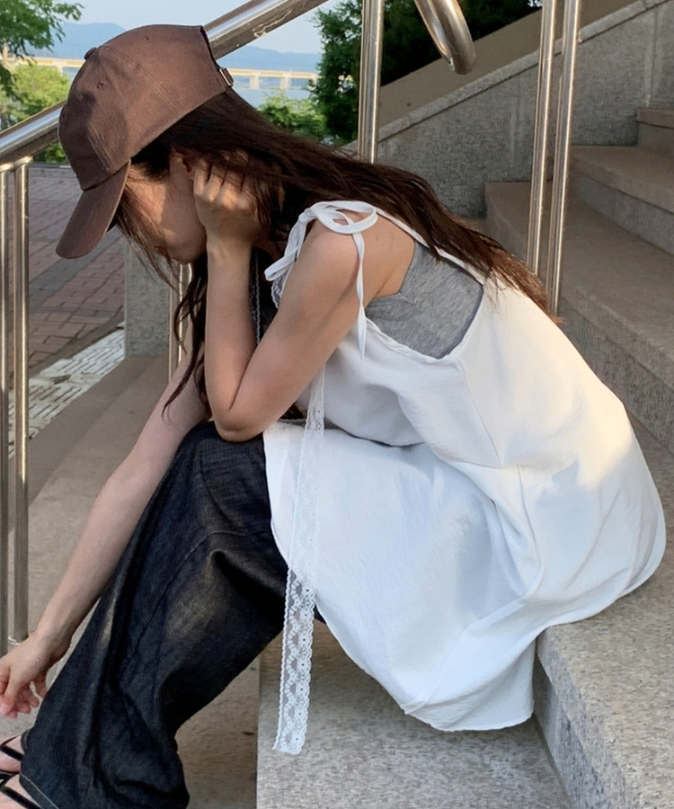 スクエアロングキャミソール GREY