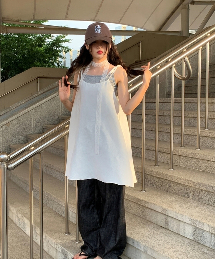 スクエアロングキャミソール GREY