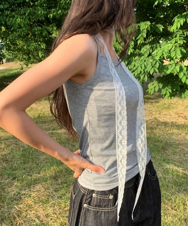 スクエアロングキャミソール GREY